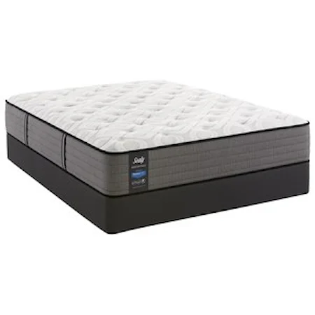 Queen 12 1/2" Cushion Firm Pocketed Coil Mattress and StableSupport™ Foundation